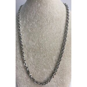 Vintage Kramer Chunky Silver Tone Link Chain Necklace 25”
